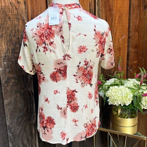 NORDSTOMS, LUSH IVORY-BURGANDY BLOUSE BNWT Size XS - Picture 7 of 7